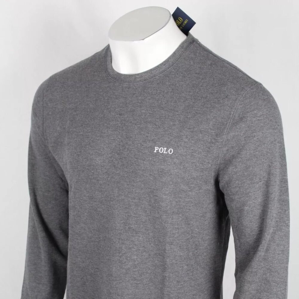 Polo Ralph Lauren Men's Shirt Waffle Long Sleeve Thermal Small Crew Gray / Navy